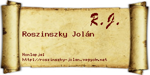 Roszinszky Jolán névjegykártya