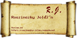 Roszinszky Jolán névjegykártya